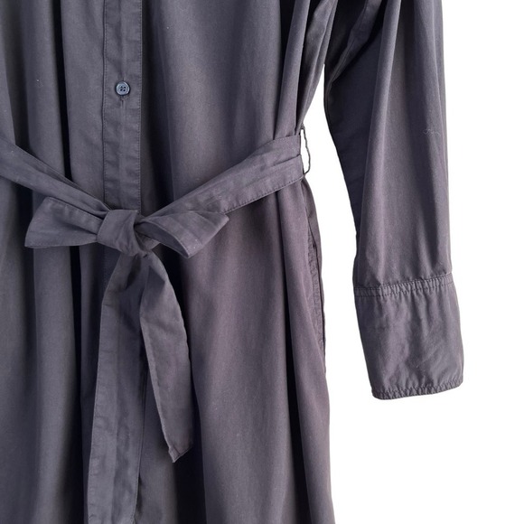 Monrow Asymmetrical Poplin Tie Shirt Dress in Black 100% Cotton, Size Small - Picture 8 of 14
